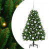 Sztuczna choinka z 150 diodami LED Zielony 120 cm PVC i Metal