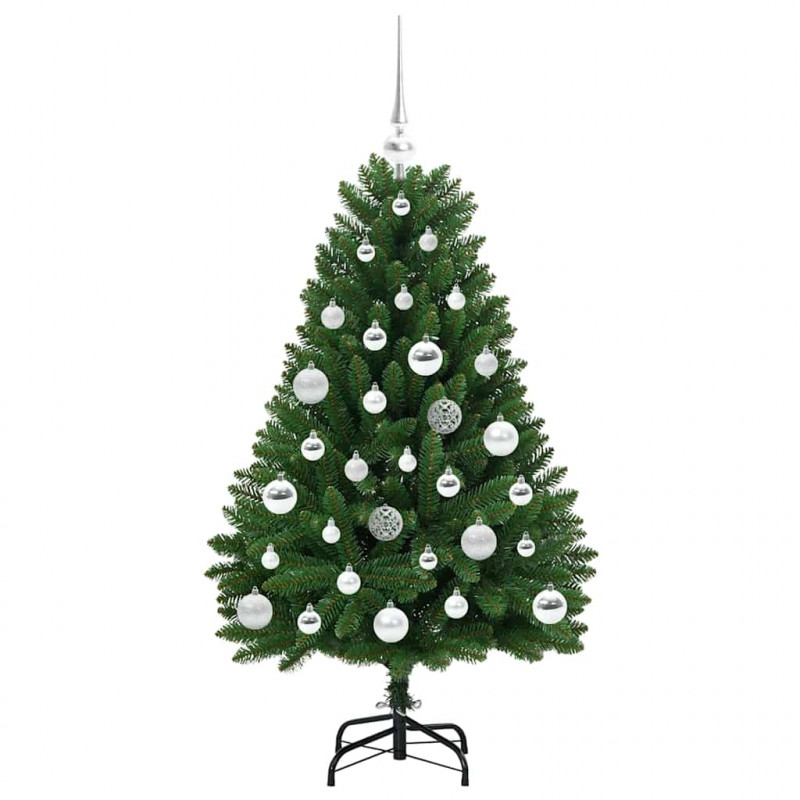 Sztuczna choinka z 150 diodami LED Zielony 120 cm PVC i Metal