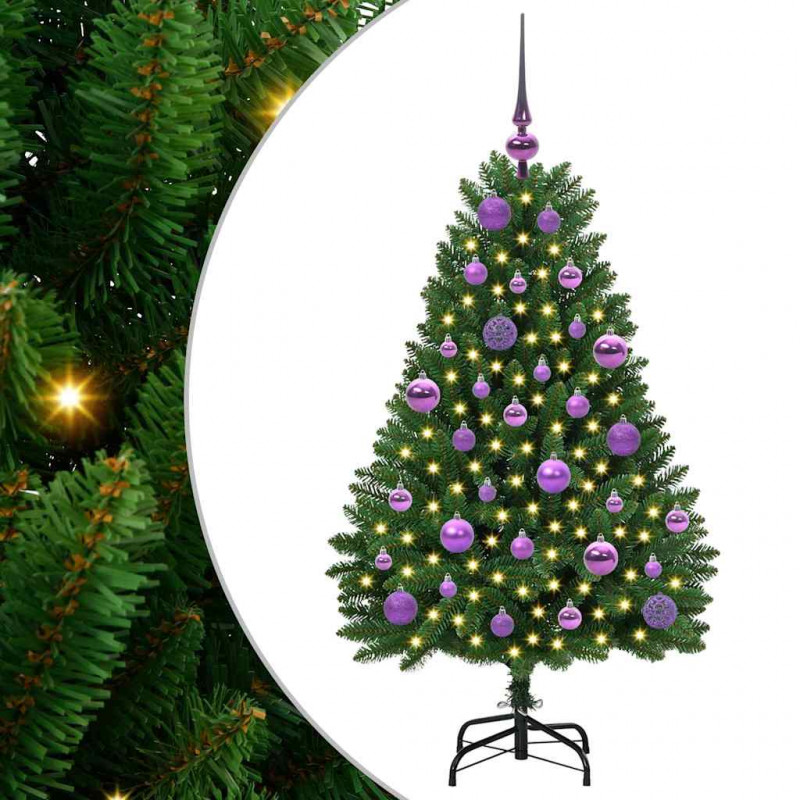 Sztuczna choinka z 150 diodami LED Zielony 120 cm PVC i Metal
