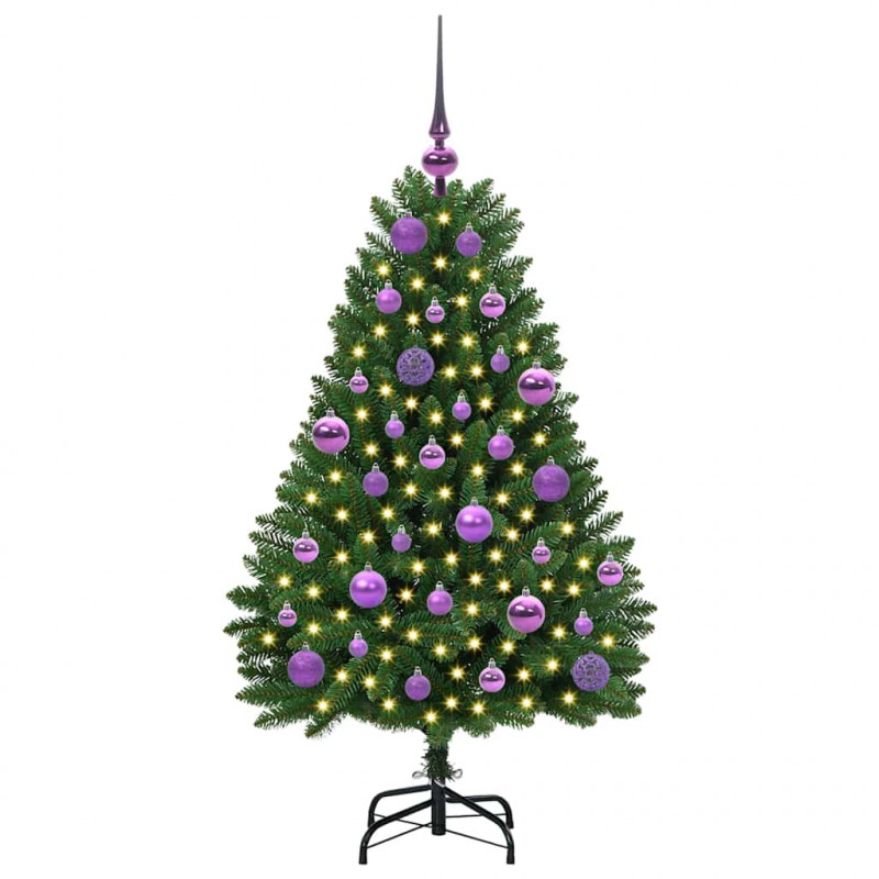 Sztuczna choinka z 150 diodami LED Zielony 120 cm PVC i Metal