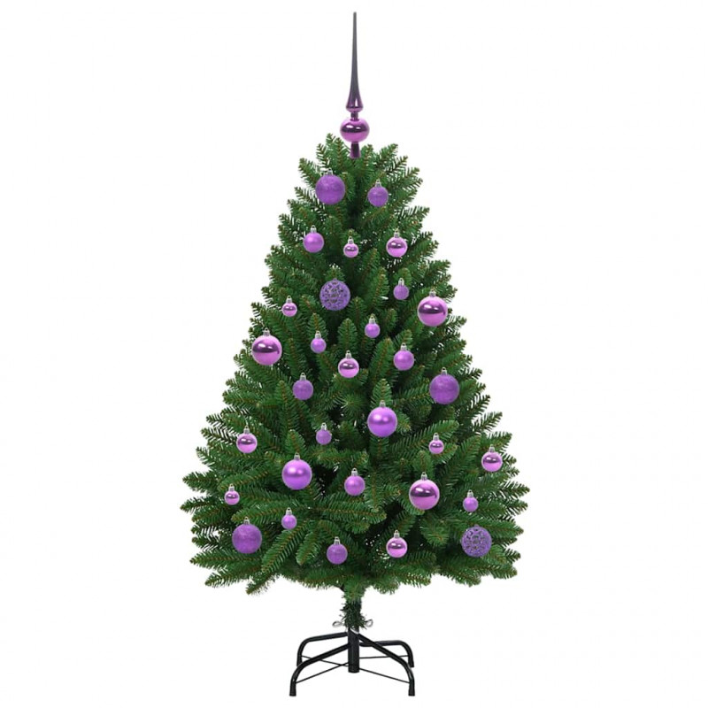 Sztuczna choinka z 150 diodami LED Zielony 120 cm PVC i Metal