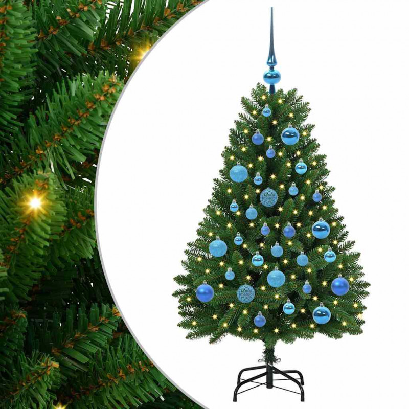 Sztuczna choinka z 150 diodami LED Zielony 120 cm PVC i Metal
