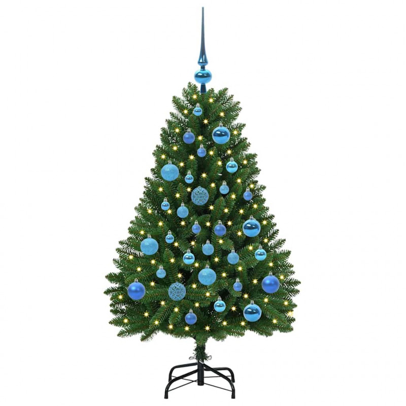 Sztuczna choinka z 150 diodami LED Zielony 120 cm PVC i Metal