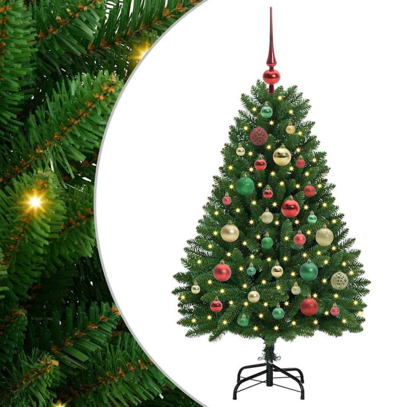 Sztuczna choinka z 150 diodami LED Zielony 120 cm PVC i Metal