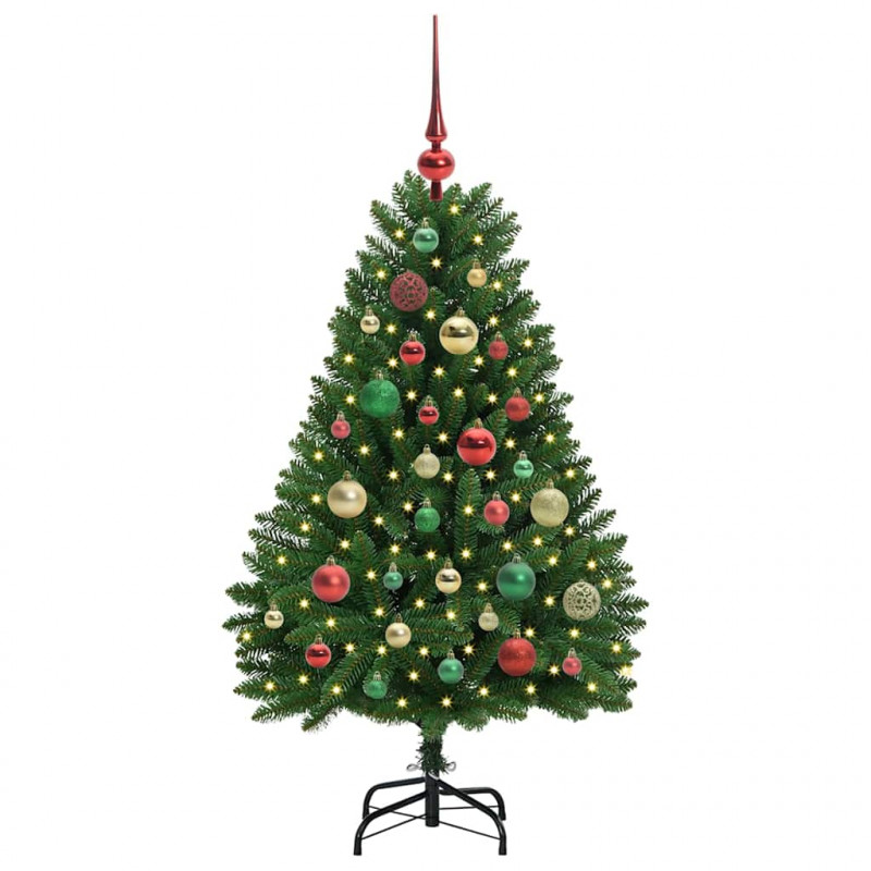 Sztuczna choinka z 150 diodami LED Zielony 120 cm PVC i Metal