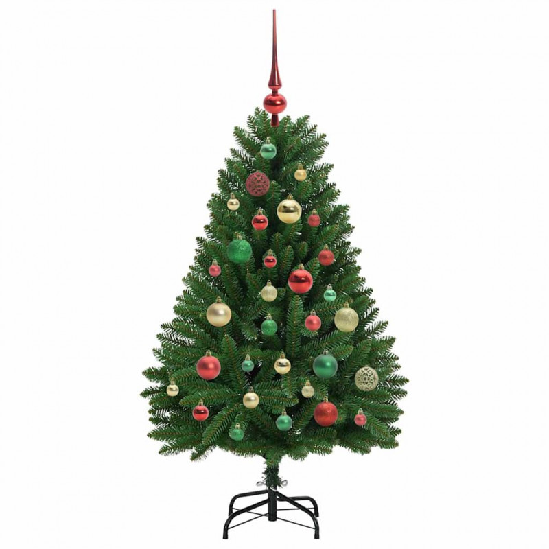 Sztuczna choinka z 150 diodami LED Zielony 120 cm PVC i Metal