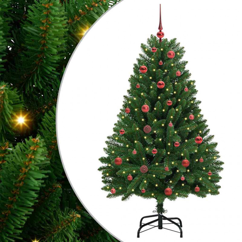 Sztuczna choinka z 150 diodami LED Zielony 150 cm PVC i Metal