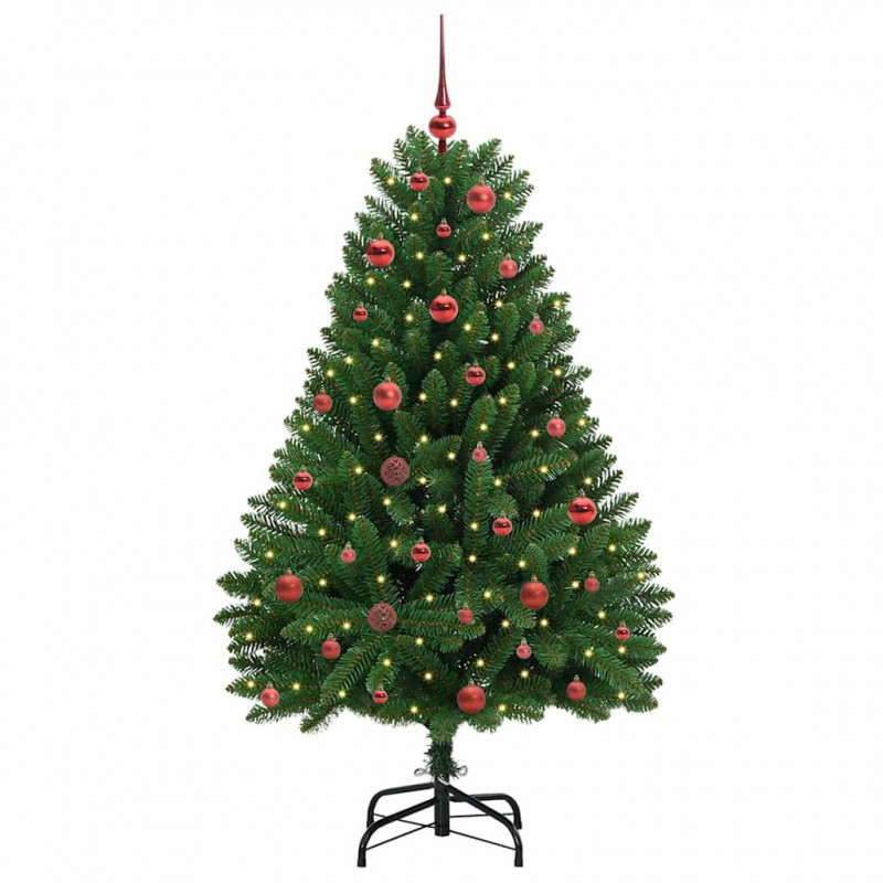 Sztuczna choinka z 150 diodami LED Zielony 150 cm PVC i Metal
