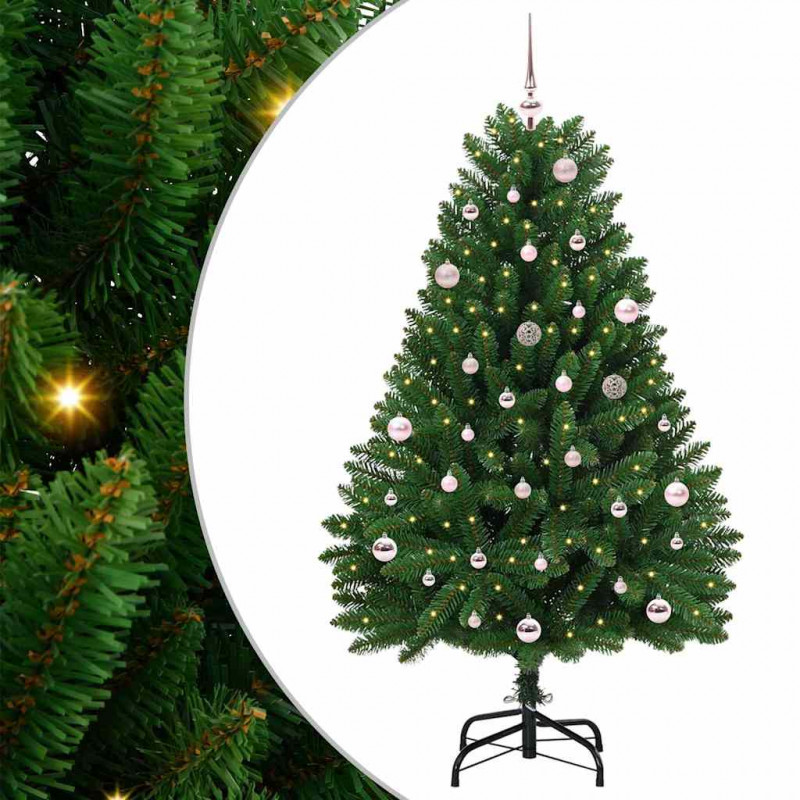 Sztuczna choinka z 150 diodami LED Zielony 150 cm PVC i Metal