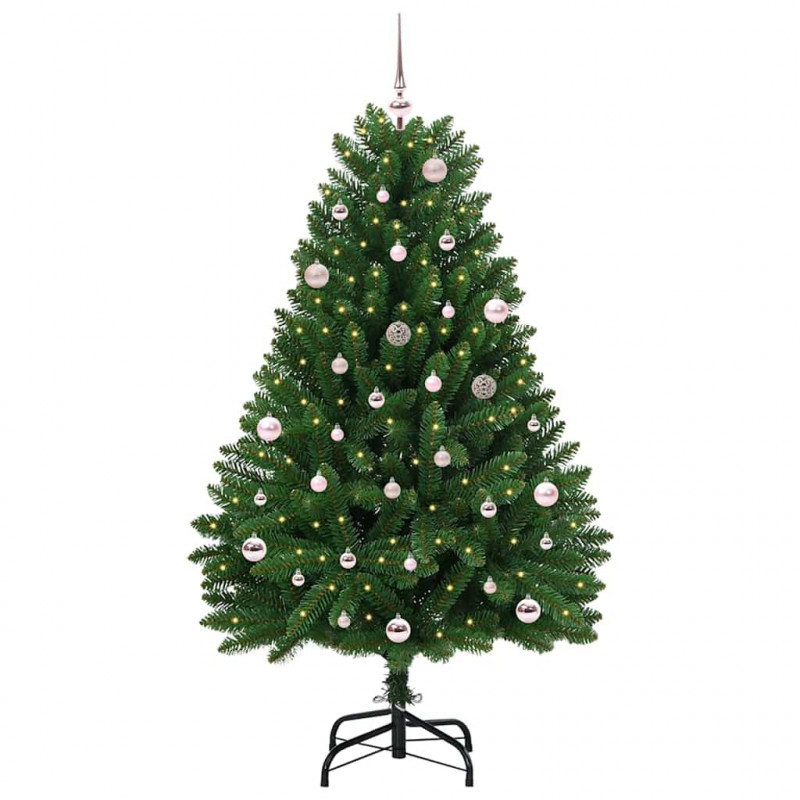 Sztuczna choinka z 150 diodami LED Zielony 150 cm PVC i Metal