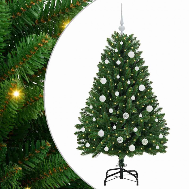 Sztuczna choinka z 150 diodami LED Zielony 150 cm PVC i Metal