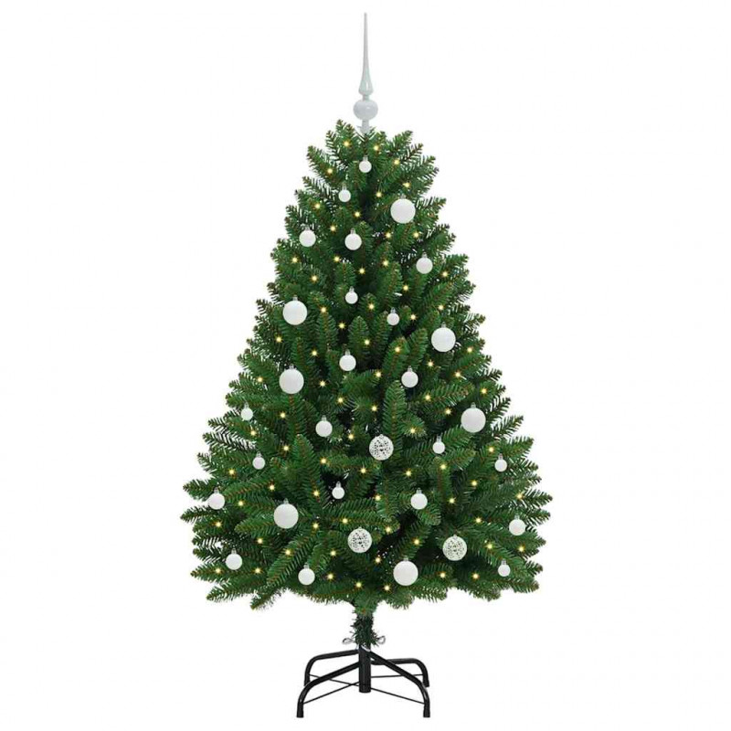 Sztuczna choinka z 150 diodami LED Zielony 150 cm PVC i Metal