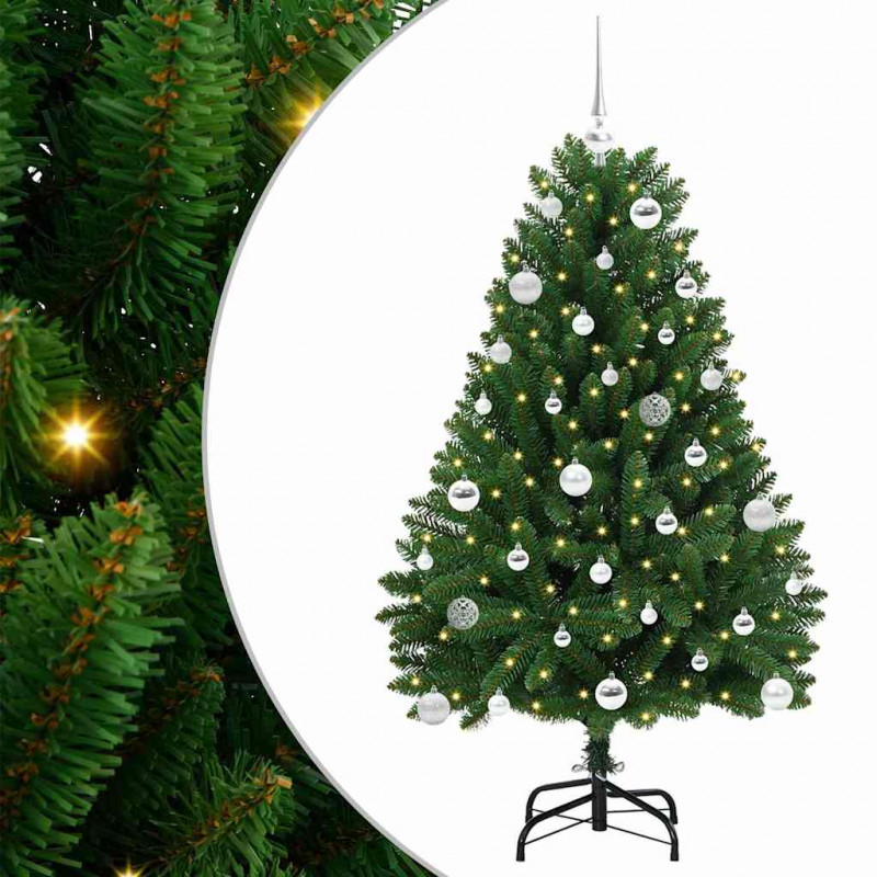 Sztuczna choinka z 150 diodami LED Zielony 150 cm PVC i Metal
