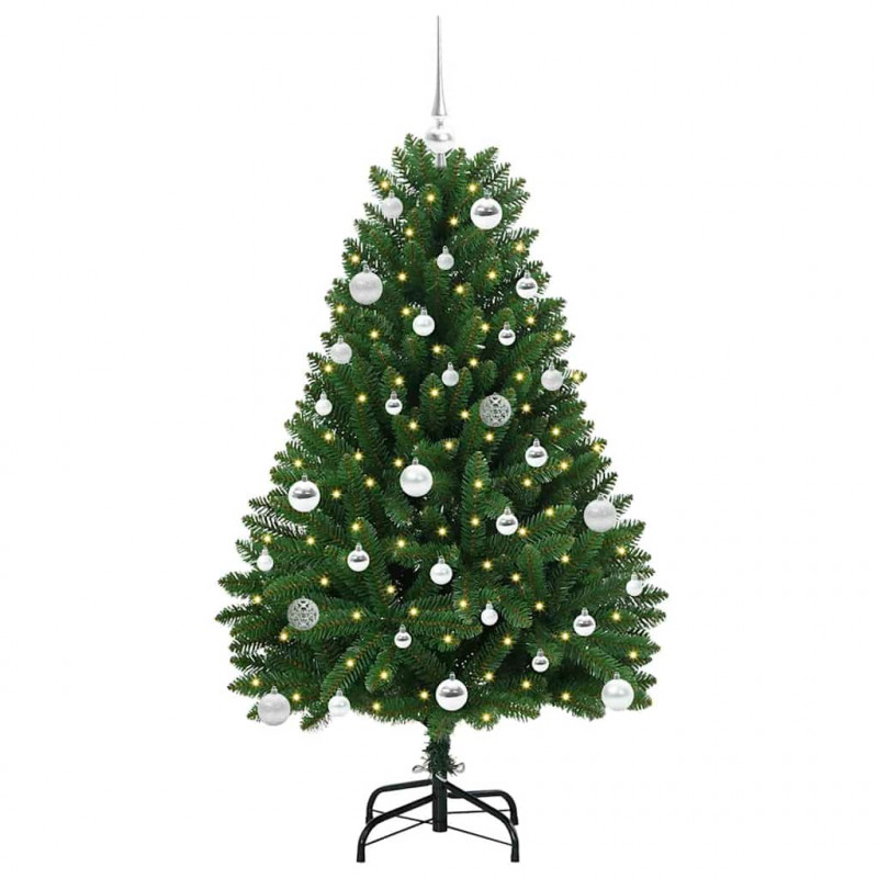 Sztuczna choinka z 150 diodami LED Zielony 150 cm PVC i Metal
