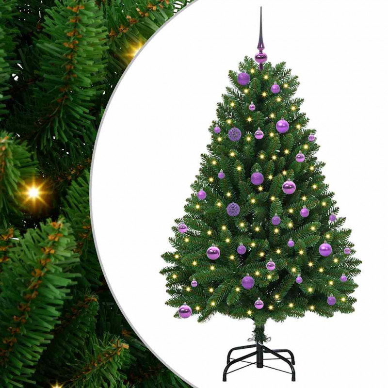 Sztuczna choinka z 150 diodami LED Zielony 150 cm PVC i Metal