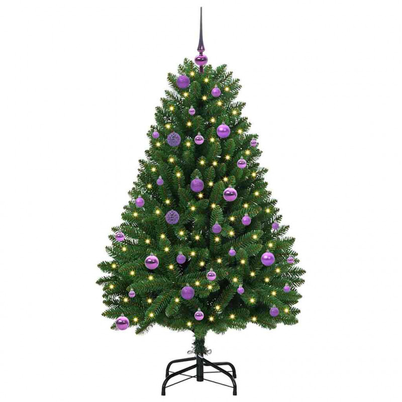 Sztuczna choinka z 150 diodami LED Zielony 150 cm PVC i Metal