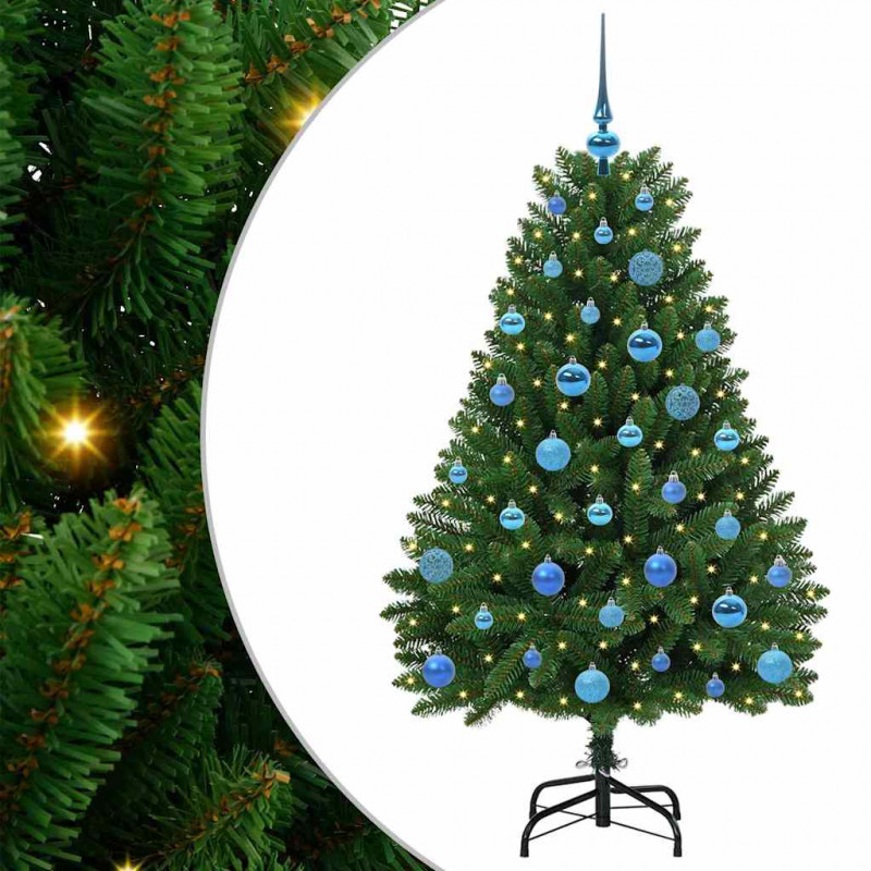 Sztuczna choinka z 150 diodami LED Zielony 150 cm PVC i Metal