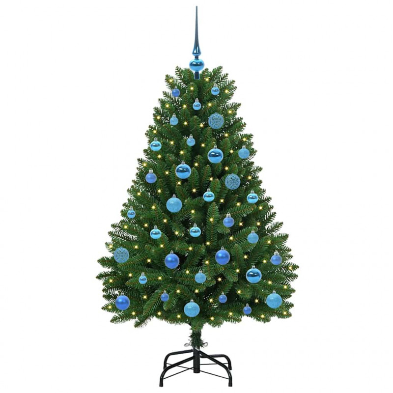 Sztuczna choinka z 150 diodami LED Zielony 150 cm PVC i Metal