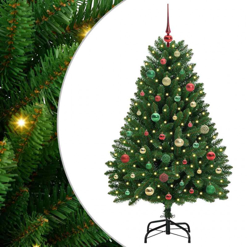 Sztuczna choinka z 150 diodami LED Zielony 150 cm PVC i Metal
