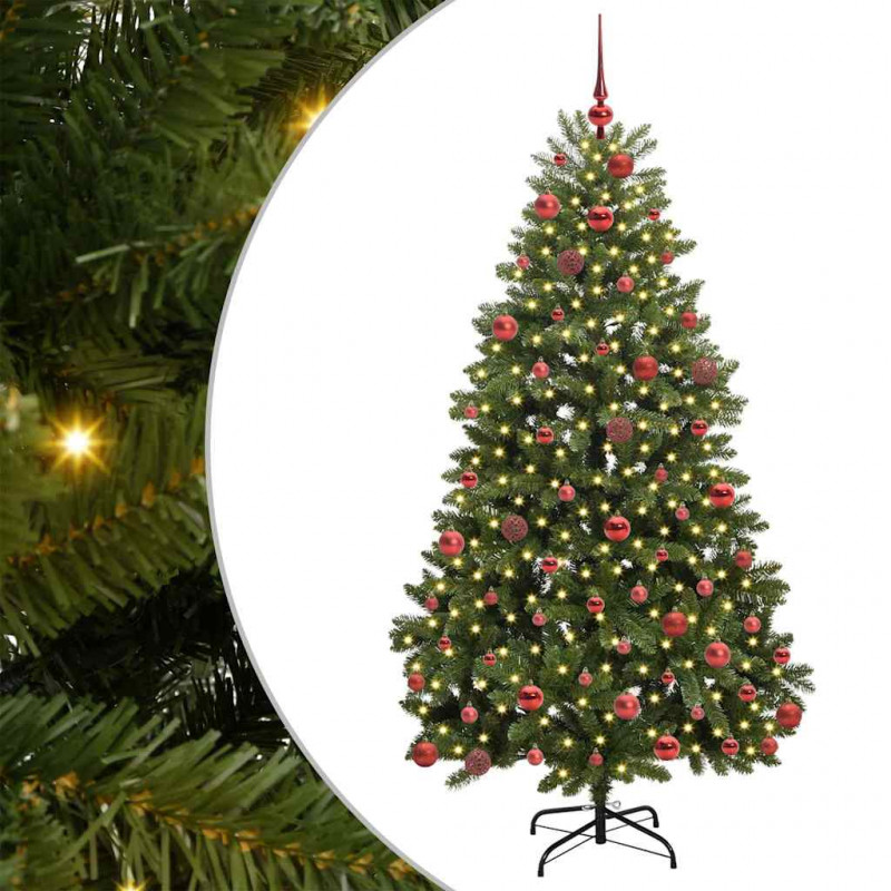 Sztuczna choinka z 300 diodami LED Zielony 180 cm PVC i Metal