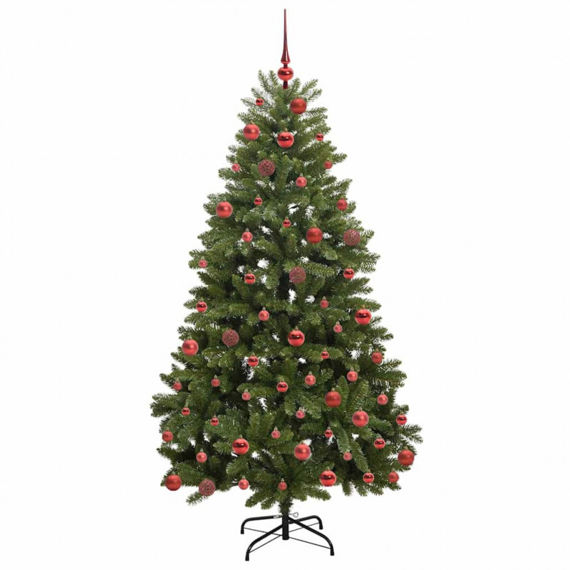 Sztuczna choinka z 300 diodami LED Zielony 180 cm PVC i Metal