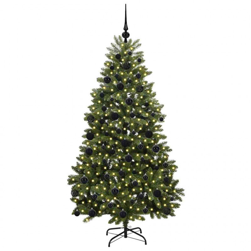 Sztuczna choinka z 300 diodami LED Zielony 180 cm PVC i Metal