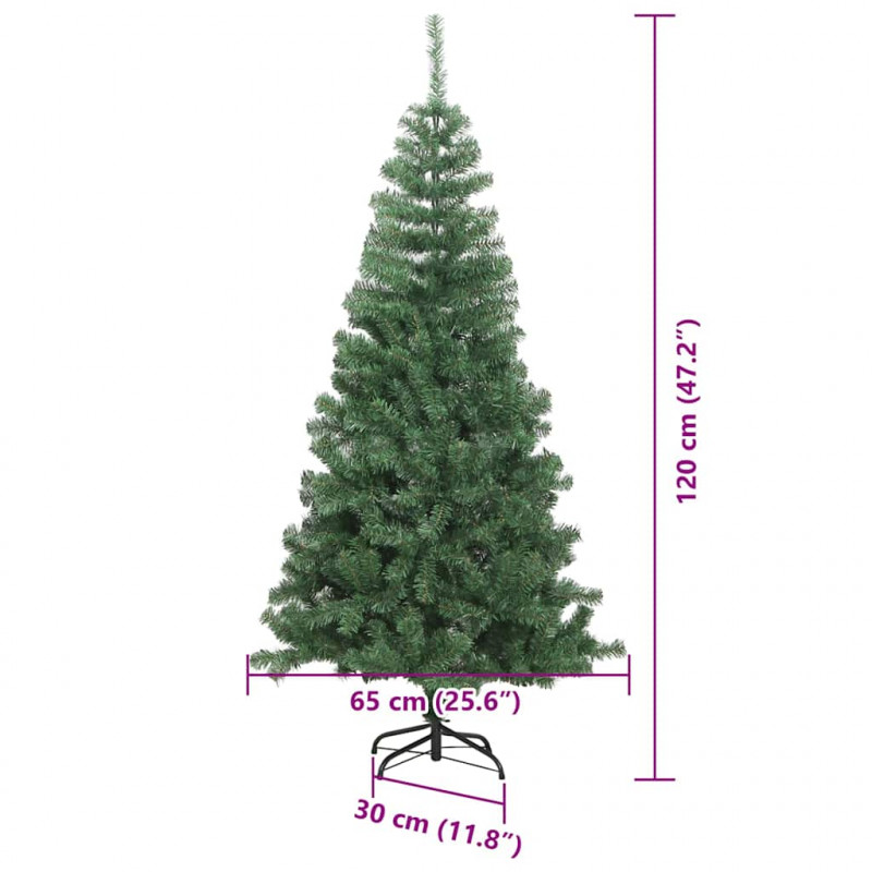 Choinka z 150 diodami LED z podstawą Zielony 120 cm PVC
