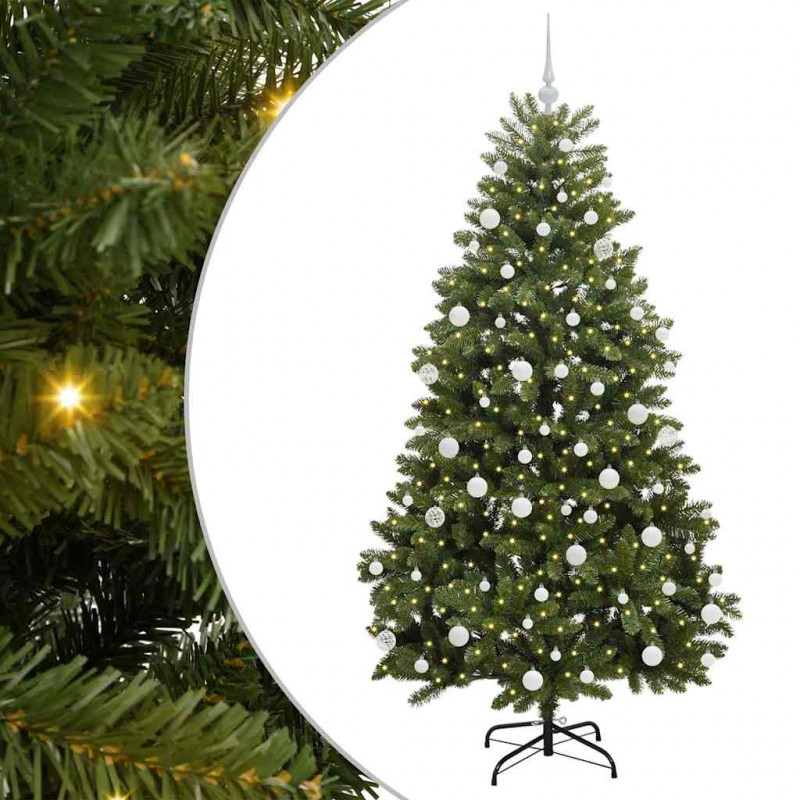 Sztuczna choinka z 300 diodami LED Zielony 180 cm PVC i Metal