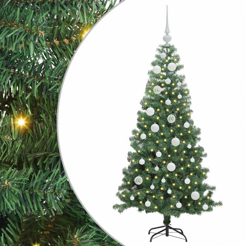 Choinka z 150 diodami LED z podstawą Zielony 120 cm PVC