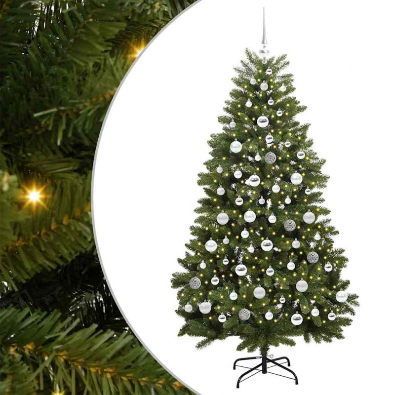 Sztuczna choinka z 300 diodami LED Zielony 180 cm PVC i Metal