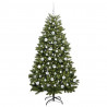 Sztuczna choinka z 300 diodami LED Zielony 180 cm PVC i Metal