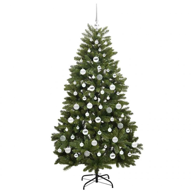 Sztuczna choinka z 300 diodami LED Zielony 180 cm PVC i Metal