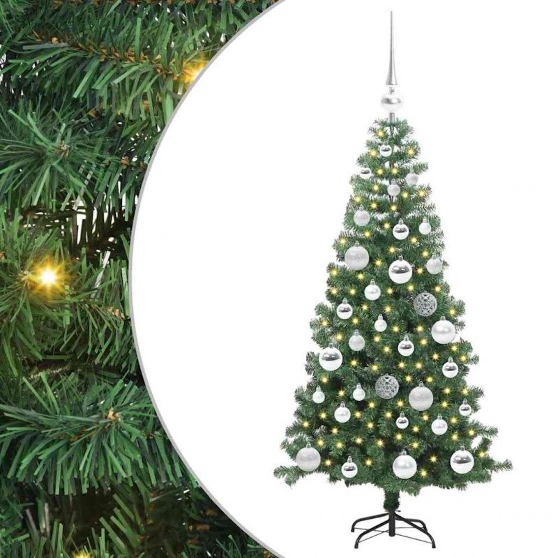 Choinka z 150 diodami LED z podstawą Zielony 120 cm PVC