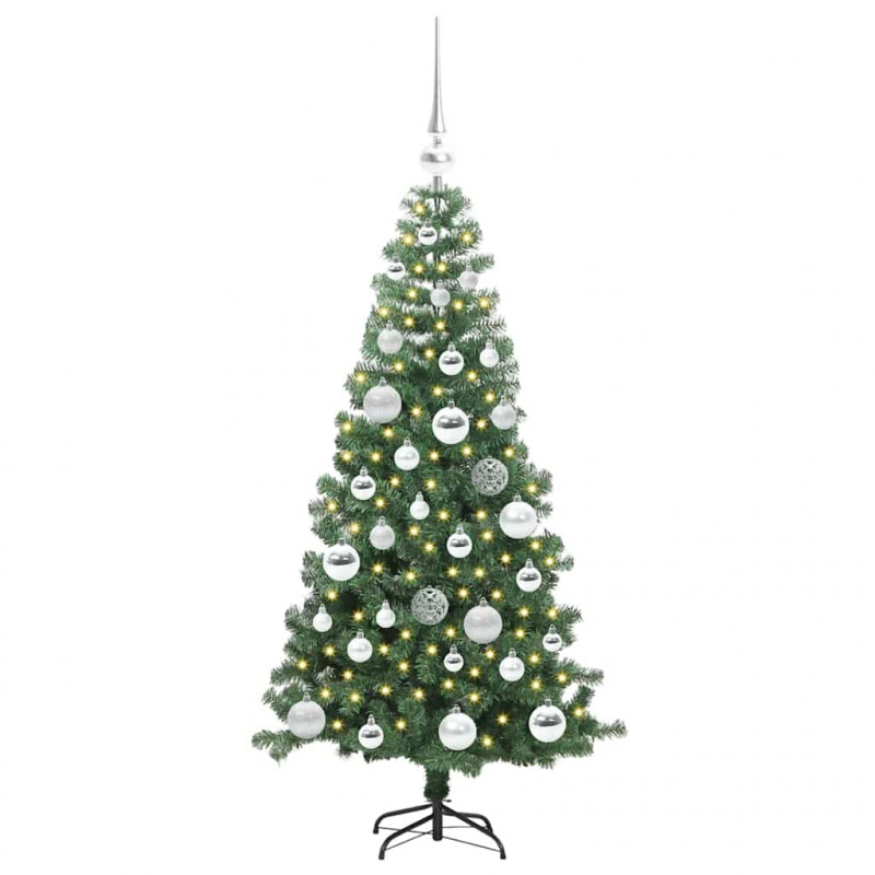 Choinka z 150 diodami LED z podstawą Zielony 120 cm PVC