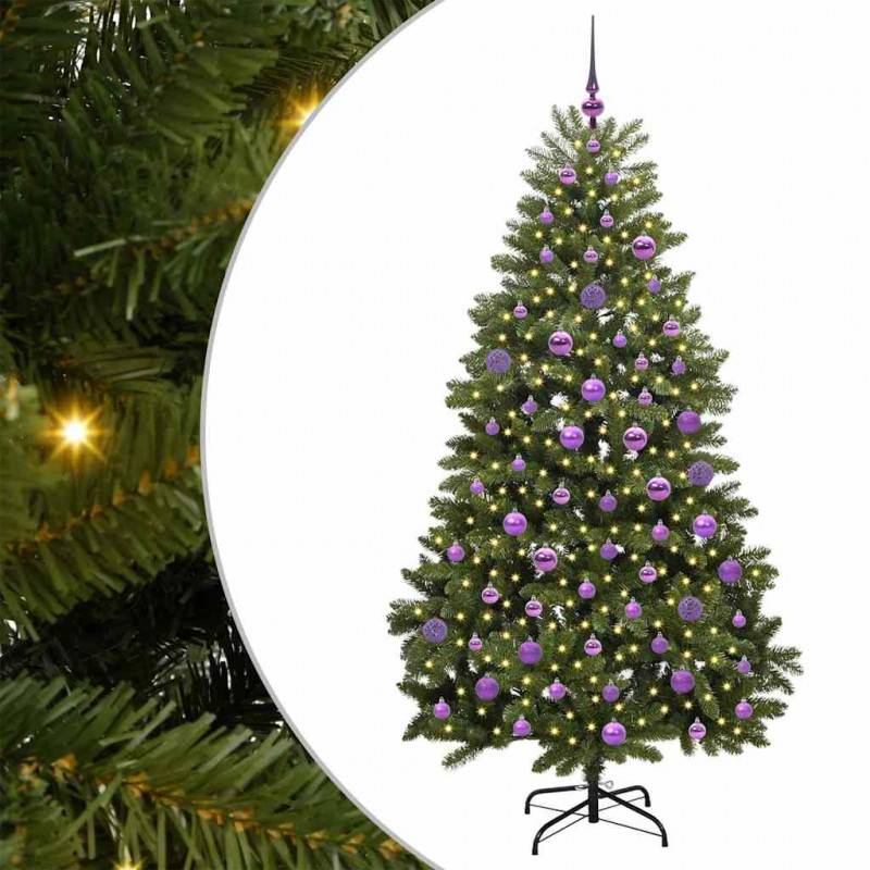 Sztuczna choinka z 300 diodami LED Zielony 180 cm PVC i Metal