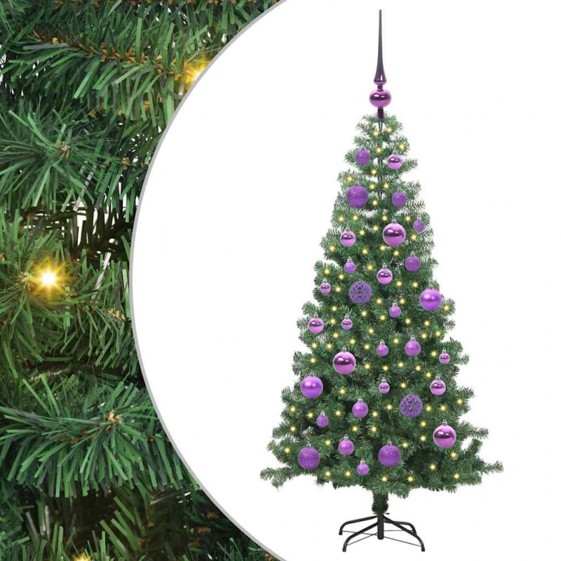 Choinka z 150 diodami LED z podstawą Zielony 120 cm PVC