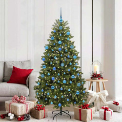 Sztuczna choinka z 300 diodami LED Zielony 180 cm PVC i Metal