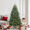 Sztuczna choinka z 300 diodami LED Zielony 180 cm PVC i Metal