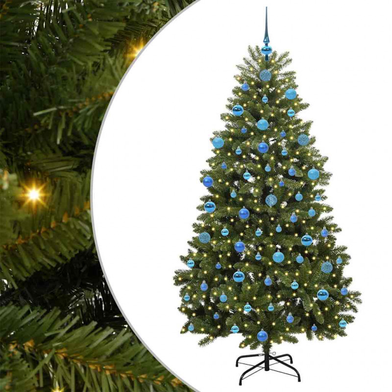 Sztuczna choinka z 300 diodami LED Zielony 180 cm PVC i Metal