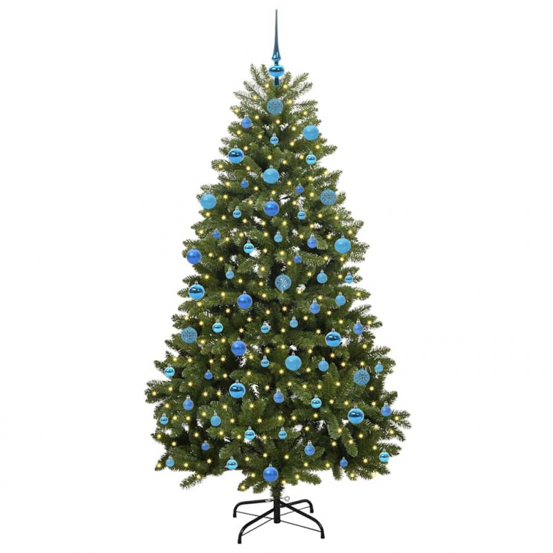Sztuczna choinka z 300 diodami LED Zielony 180 cm PVC i Metal