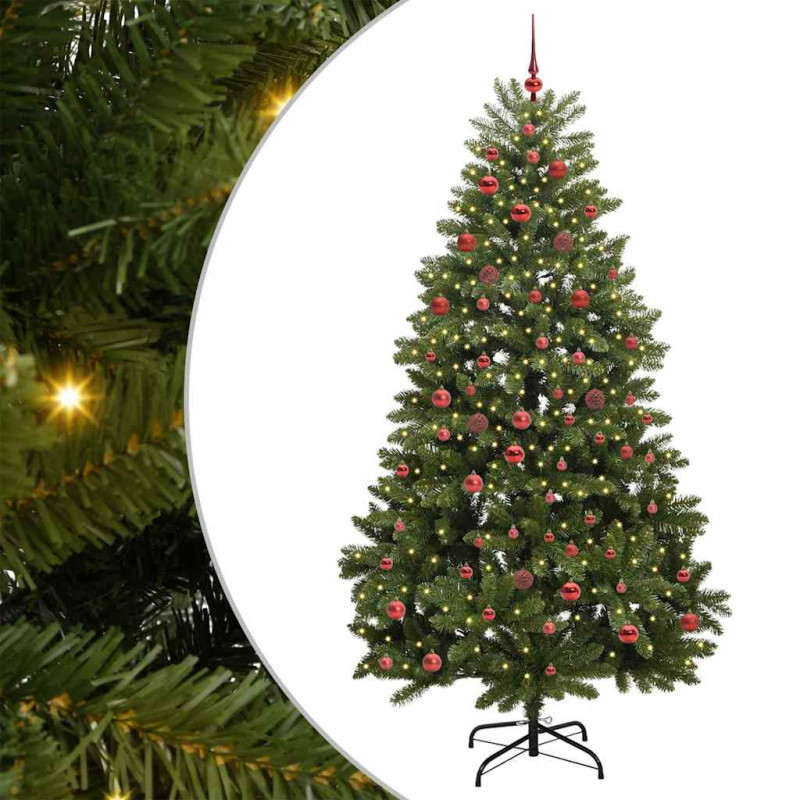 Sztuczna choinka z 300 diodami LED Zielony 210 cm PVC i Metal