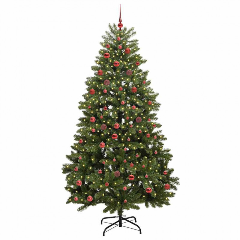 Sztuczna choinka z 300 diodami LED Zielony 210 cm PVC i Metal
