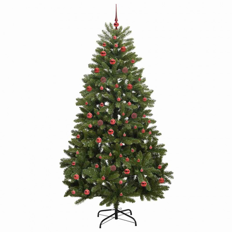 Sztuczna choinka z 300 diodami LED Zielony 210 cm PVC i Metal