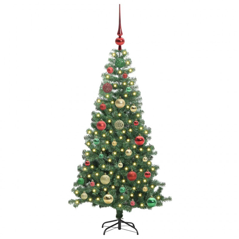 Choinka z 150 diodami LED z podstawą Zielony 120 cm PVC