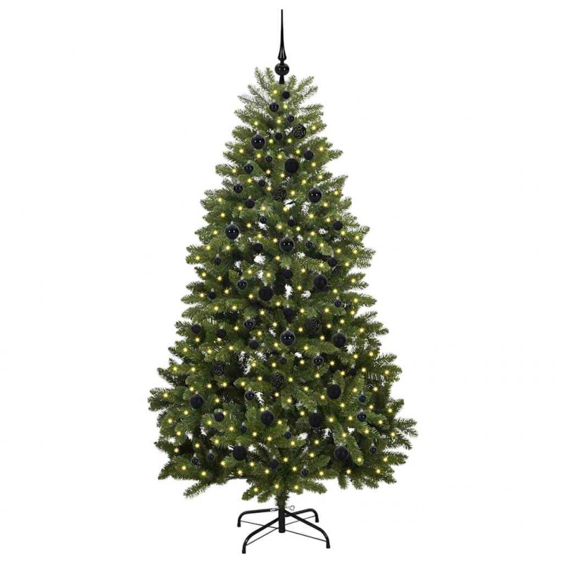 Sztuczna choinka z 300 diodami LED Zielony 210 cm PVC i Metal