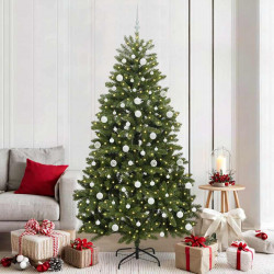 Sztuczna choinka z 300 diodami LED Zielony 210 cm PVC i Metal