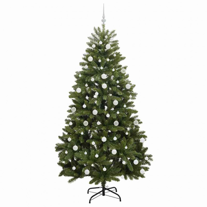 Sztuczna choinka z 300 diodami LED Zielony 210 cm PVC i Metal
