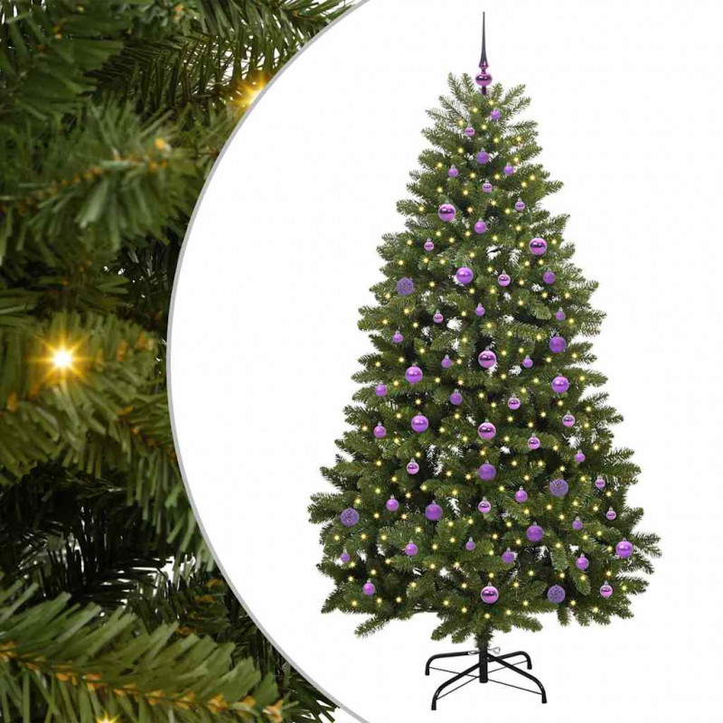 Sztuczna choinka z 300 diodami LED Zielony 210 cm PVC i Metal