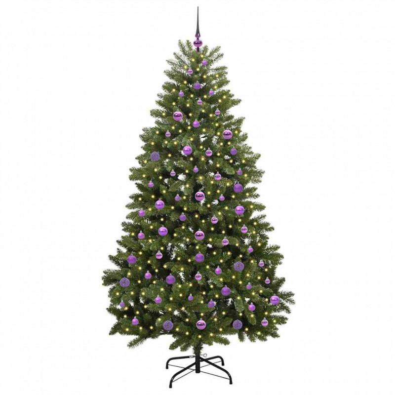Sztuczna choinka z 300 diodami LED Zielony 210 cm PVC i Metal
