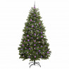 Sztuczna choinka z 300 diodami LED Zielony 210 cm PVC i Metal